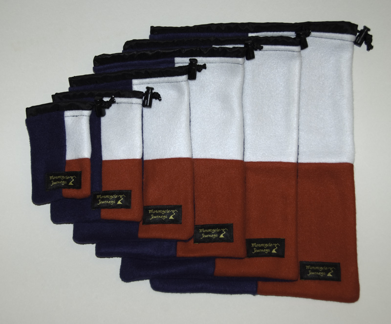 Fleece bags Red, White, Blue - motorcycle-journeys.com